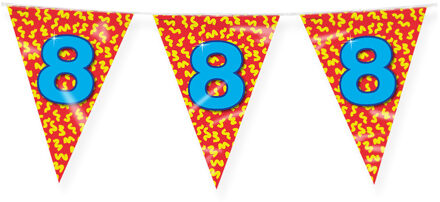 paperdreams Verjaardag 8 jaar thema Vlaggetjes - Feestversiering - 10m - Folie - Dubbelzijdig - Vlaggenlijnen Multikleur