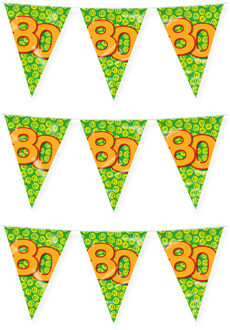 paperdreams Verjaardag 80 jaar thema vlaggetjes - 3x - feestversiering - 10m - folie - dubbelzijdig