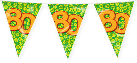 Paperdreams Verjaardag 80 jaar thema Vlaggetjes - Feestversiering - 10m - Folie - Dubbelzijdig - Vlaggenlijnen Multikleur
