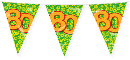 paperdreams Verjaardag 80 jaar thema Vlaggetjes - Feestversiering - 10m - Folie - Dubbelzijdig