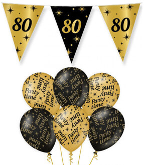 paperdreams Verjaardag 80 jaar versiering pakket zwart/goud 80 en party-time
