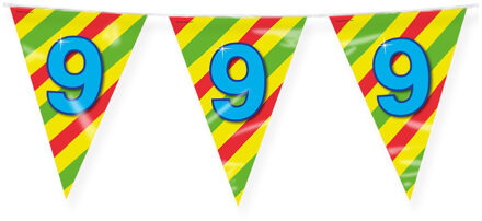 paperdreams Verjaardag 9 jaar thema Vlaggetjes - Feestversiering - 10m - Folie - Dubbelzijdig
