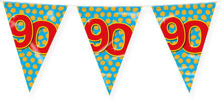 Paperdreams Verjaardag 90 jaar thema Vlaggetjes - Feestversiering - 10m - Folie - Dubbelzijdig - Vlaggenlijnen Multikleur