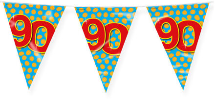 paperdreams Verjaardag 90 jaar thema Vlaggetjes - Feestversiering - 10m - Folie - Dubbelzijdig - Vlaggenlijnen Multikleur