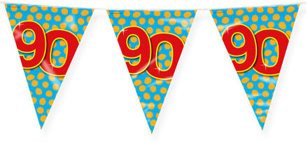paperdreams Verjaardag 90 jaar thema Vlaggetjes - Feestversiering - 10m - Folie - Dubbelzijdig