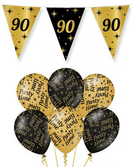 paperdreams Verjaardag 90 jaar versiering pakket zwart/goud 90 en party-time