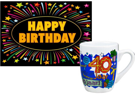 paperdreams Verjaardag mok/beker 40 jaar man met fun-tekst 300ml + wenskaart Happy Birthday
