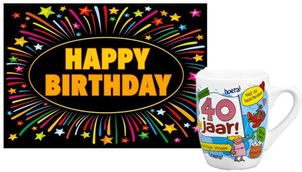 paperdreams Verjaardag mok/beker 40 jaar vrouw met fun-tekst 300ml + wenskaart Happy Birthday - feest mokken Wit