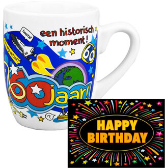 paperdreams Verjaardag mok/beker 60 jaar met fun-tekst 300ml + wenskaart Happy Birthday