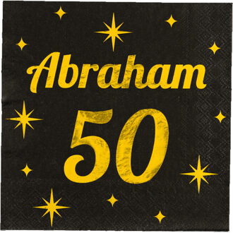 paperdreams Verjaardag?of Abraham feest servetten - leeftijd 50 jaar - 16x stuks - zwart/goud - 33 x 33 cm