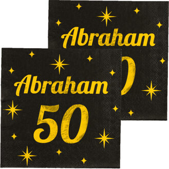 paperdreams Verjaardag?of Abraham feest servetten - leeftijd 50 jaar - 32x stuks - zwart/goud - 33 x 33 cm
