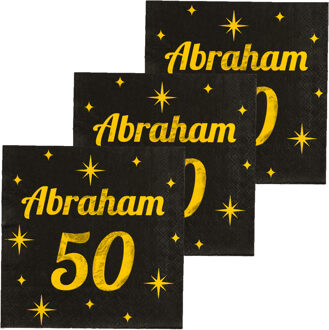 paperdreams Verjaardag?of Abraham feest servetten - leeftijd 50 jaar - 48x stuks - zwart/goud - 33 x 33 cm
