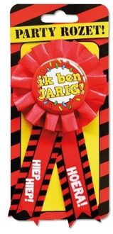 paperdreams Verjaardag Rozet prijs - Ik ben jarig - Hiep hoera - rood - kunststof - feestartikelen Multi