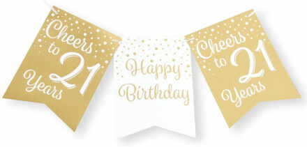 paperdreams Verjaardag Vlaggenlijn 21 jaar - binnen - karton - wit/goud - 600 cm Goudkleurig
