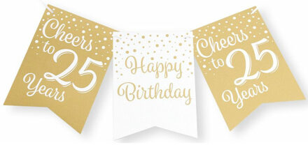 paperdreams Verjaardag Vlaggenlijn 25 jaar - binnen - karton - wit/goud - 600 cm
