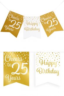 paperdreams Verjaardag Vlaggenlijn 25 jaar - Gerecycled karton - wit/goud - 600 cm - Vlaggenlijnen Goudkleurig