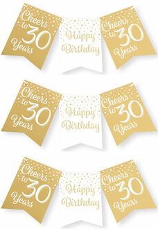 paperdreams Verjaardag Vlaggenlijn 30 jaar - 3x - binnen - karton - wit/goud - 600 cm