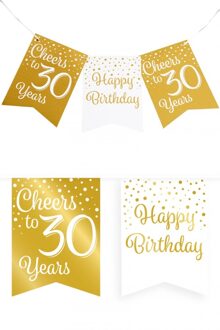 paperdreams Verjaardag Vlaggenlijn 30 jaar - Gerecycled karton - wit/goud - 600 cm - Vlaggenlijnen Goudkleurig