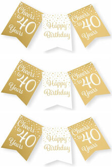 paperdreams Verjaardag Vlaggenlijn 40 jaar - 3x - binnen - karton - wit/goud - 600 cm