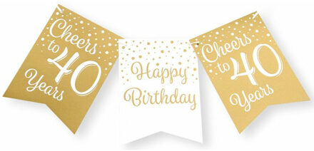 paperdreams Verjaardag Vlaggenlijn 40 jaar - binnen - karton - wit/goud - 600 cm Goudkleurig