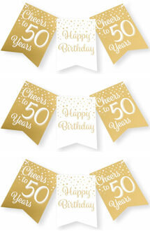 paperdreams Verjaardag vlaggenlijn 50 jaar - 3x - binnen - karton - wit/goud - 600 cm