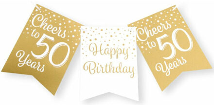 paperdreams Verjaardag Vlaggenlijn 50 jaar - binnen - karton - wit/goud - 600 cm Goudkleurig