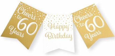 paperdreams Verjaardag Vlaggenlijn 60 jaar - Gerecycled karton - wit/goud - 600 cm - Vlaggenlijnen Goudkleurig