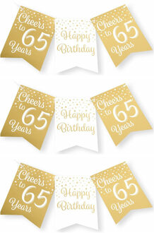 paperdreams Verjaardag vlaggenlijn 65 jaar - 3x - binnen - karton - wit/goud - 600 cm