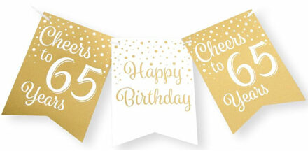 paperdreams Verjaardag Vlaggenlijn 65 jaar - binnen - karton - wit/goud - 600 cm Goudkleurig