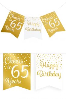 Paperdreams Verjaardag Vlaggenlijn 65 jaar - Gerecycled karton - wit/goud - 600 cm - Vlaggenlijnen Goudkleurig