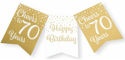 paperdreams Verjaardag Vlaggenlijn 70 jaar - binnen - karton - wit/goud - 600 cm Goudkleurig
