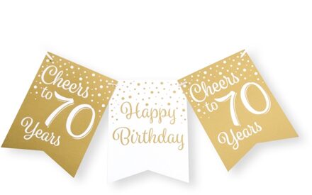 paperdreams Verjaardag Vlaggenlijn 70 jaar - Gerecycled karton - wit/goud - 600 cm - Vlaggenlijnen Goudkleurig