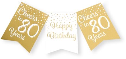 paperdreams Verjaardag Vlaggenlijn 80 jaar - Gerecycled karton - wit/goud - 600 cm - Vlaggenlijnen Goudkleurig
