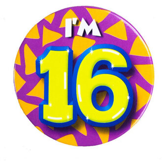paperdreams Verjaardags button I am 16 voor verjaardag / sweet sixteen Multi