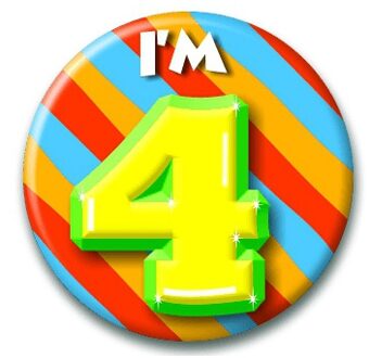 paperdreams Verjaardags button I am 4 Multi
