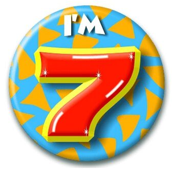 paperdreams Verjaardags button I am 7 Multi