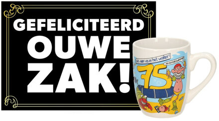 paperdreams Verjaardagsmok/beker 75 jaar man met grappige tekst 300 ml + wenskaart ouwe zak