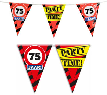 paperdreams Versiering 75 jaar slingers 10 meter - Vlaggenlijnen Multikleur