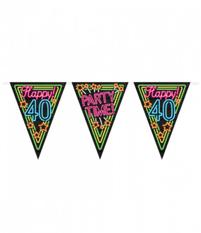 paperdreams Vlaggenlijn Happy 40! Party Time! 10 Meter Zwart