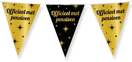 paperdreams Vlaggenlijn - luxe pensioen feest/party - 10m - goud/zwart - folie