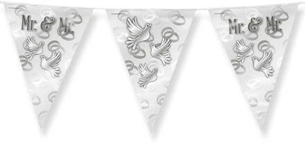 paperdreams Vlaggenlijn - Mr. & Mr. huwelijks feest/party - zilver/wit - 10m Multi
