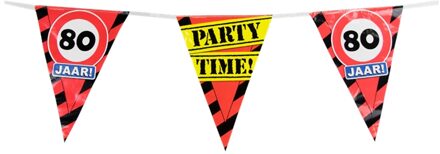 paperdreams vlaggenlijn Party 80 jaar 10 meter folie rood/zwart