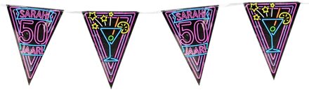 paperdreams vlaggenlijn Sarah! 50 jaar! 10 meter roze/zwart Multikleur