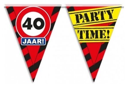 paperdreams Vlaggenlijn waarschuwingsborden - 40 jaar - plastic - 10 meter - verjaardag feestartikelen