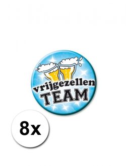 Paperdreams vrijgezellen button - 8x - blauw - feestartikelen - vrijgezellenteam - voor heren