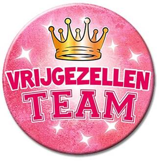 paperdreams Vrijgezellen team button - XXL formaat - roze - Dia 10 cm - broche - feest artikelen