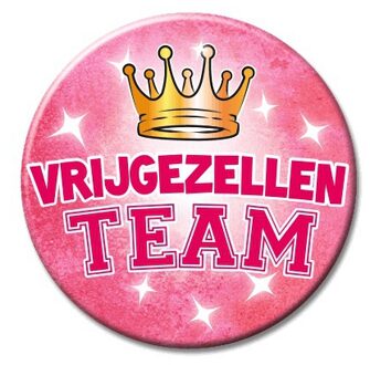 paperdreams Vrijgezellen team button - XXL formaat - roze - Dia 10 cm - broche - feest artikelen