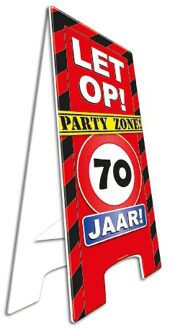 paperdreams Waarschuwing straatbord 70 jaar - 58 cm - feestartikelen verjaardag - Feestdecoratieborden Multikleur