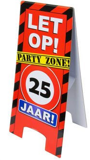 paperdreams Waarschuwingsbord 25 jaar verjaardag feestdecoratie - Feestdecoratieborden Rood