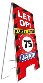 paperdreams Waarschuwingsbord verjaardag versiering 75 jaar - 58 cm - karton - feestartikelen